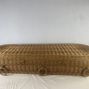Handwoven natural willow oval tapered coffin